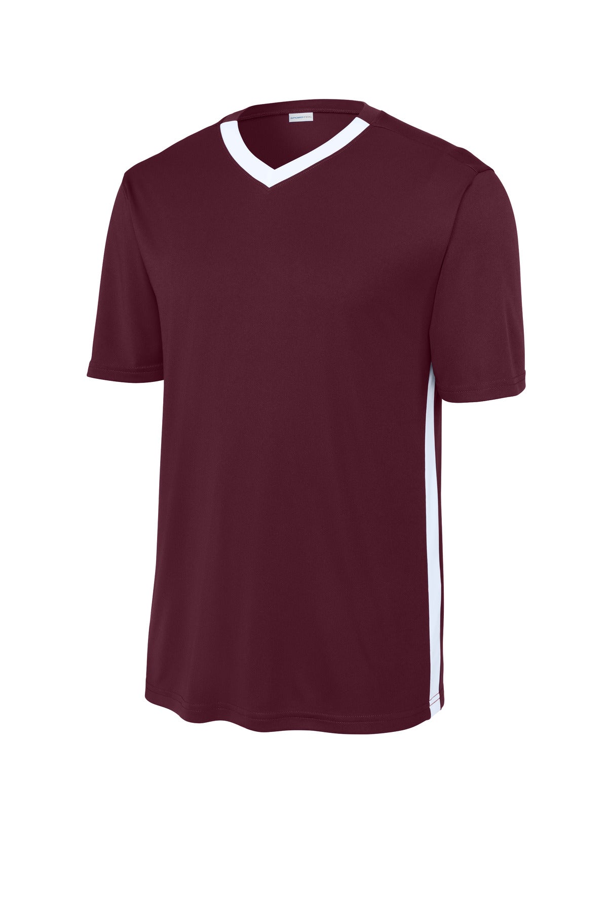 Sport-Tek Competitor United V-Neck ST101 - Maroon/ White - Front (flat)