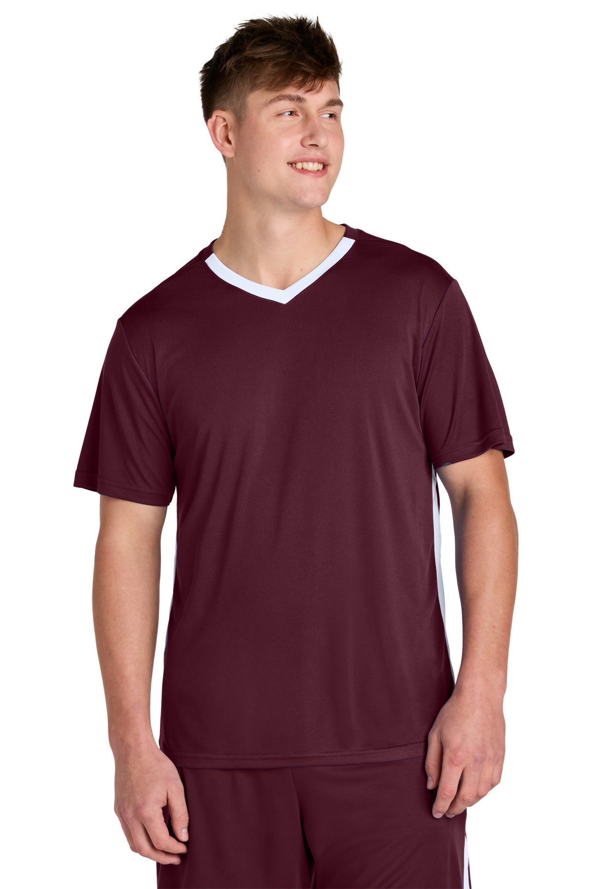 Sport-Tek Competitor United V-Neck ST101 - Maroon/ White - Front