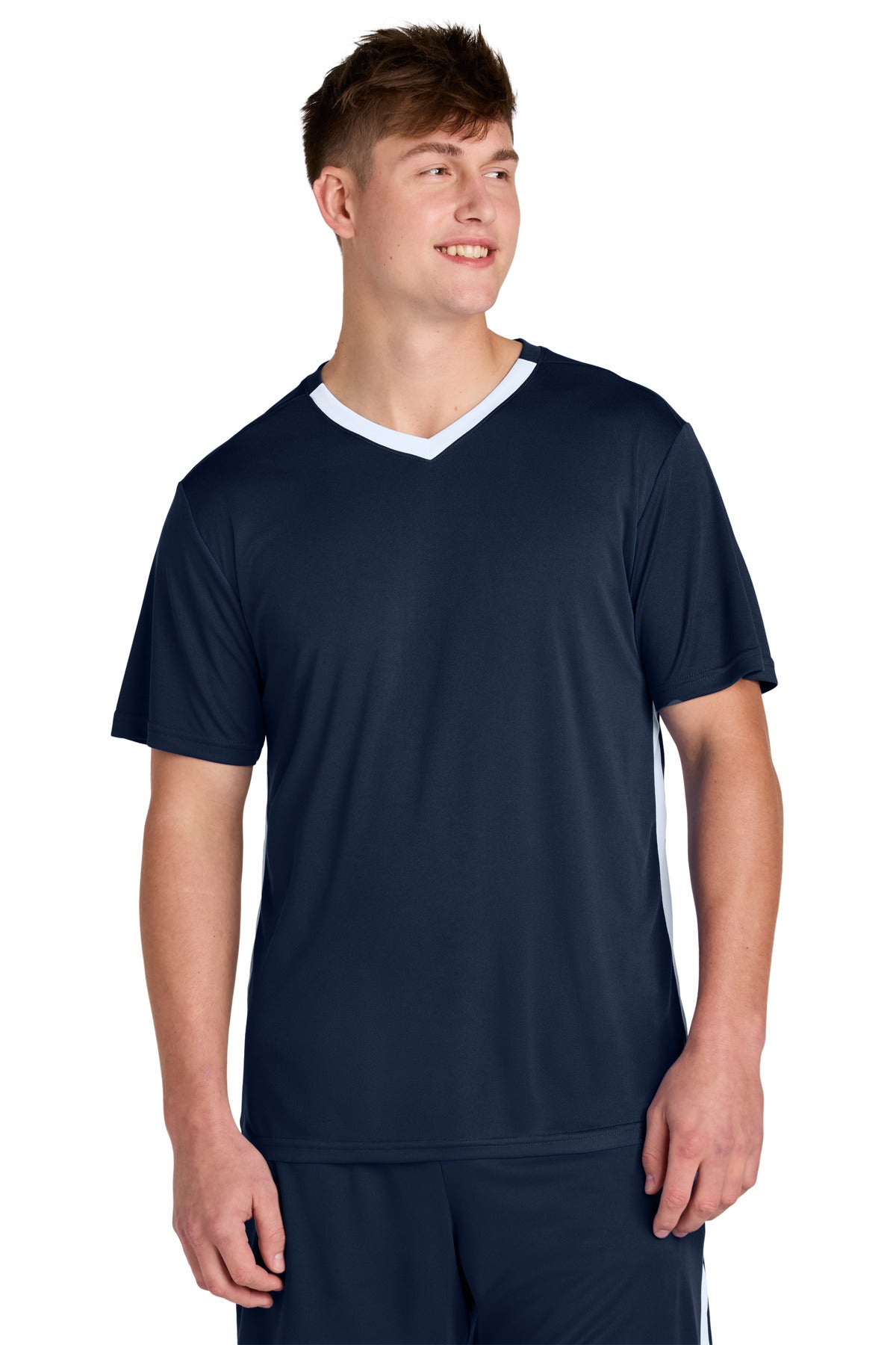 Sport-Tek Competitor United V-Neck ST101 - True Navy/ White - Front