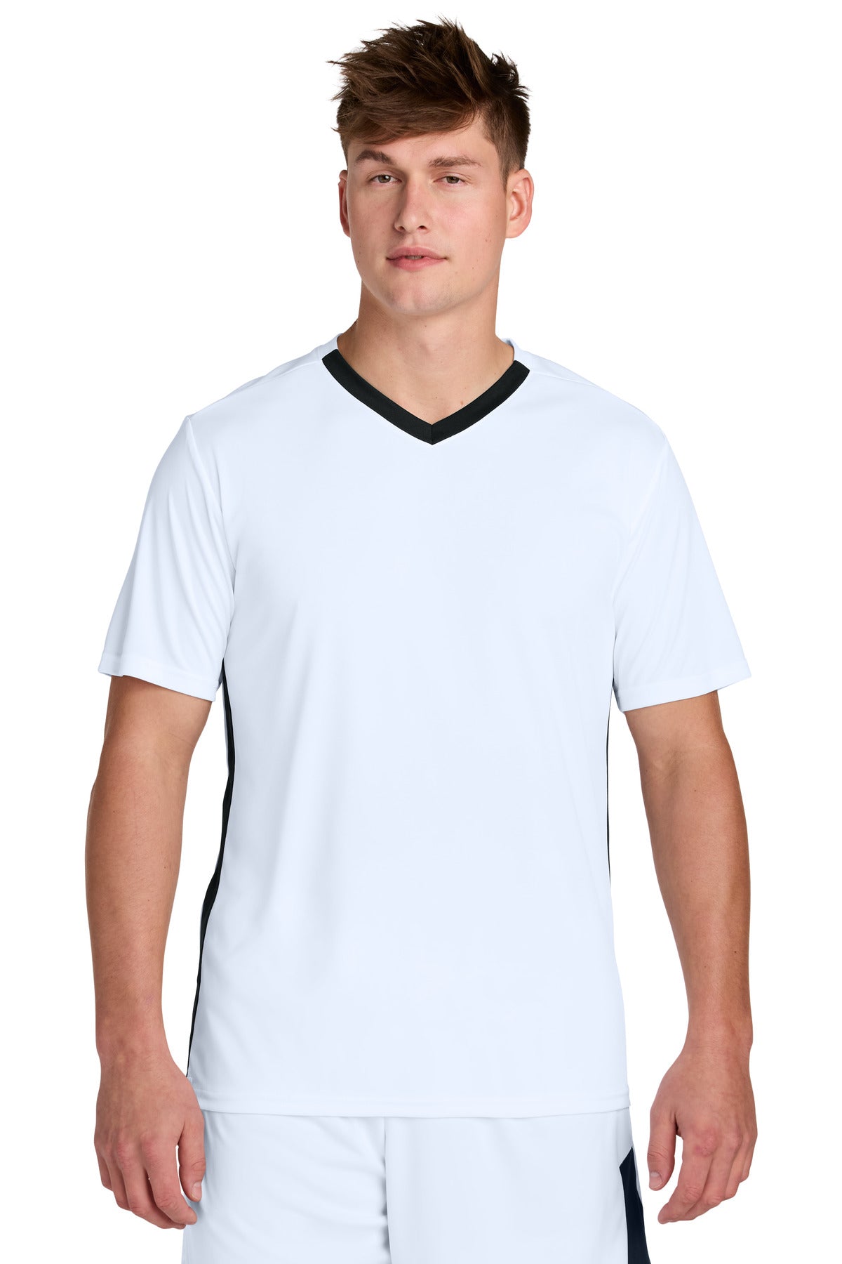 Sport-Tek Competitor United V-Neck ST101 - White/ Black - Front