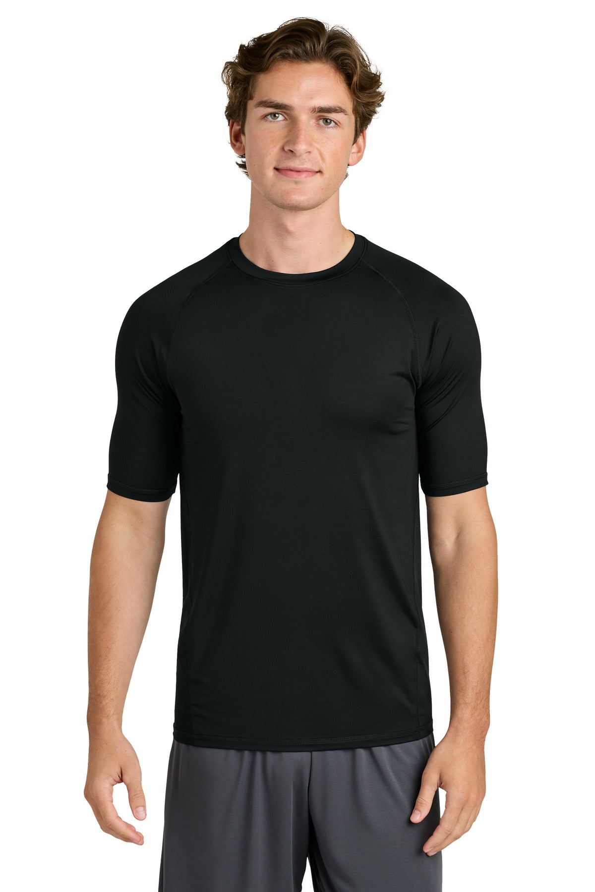 Sport-Tek PosiCharge Compression 1/2-Sleeve Tee ST120 - Black - Front