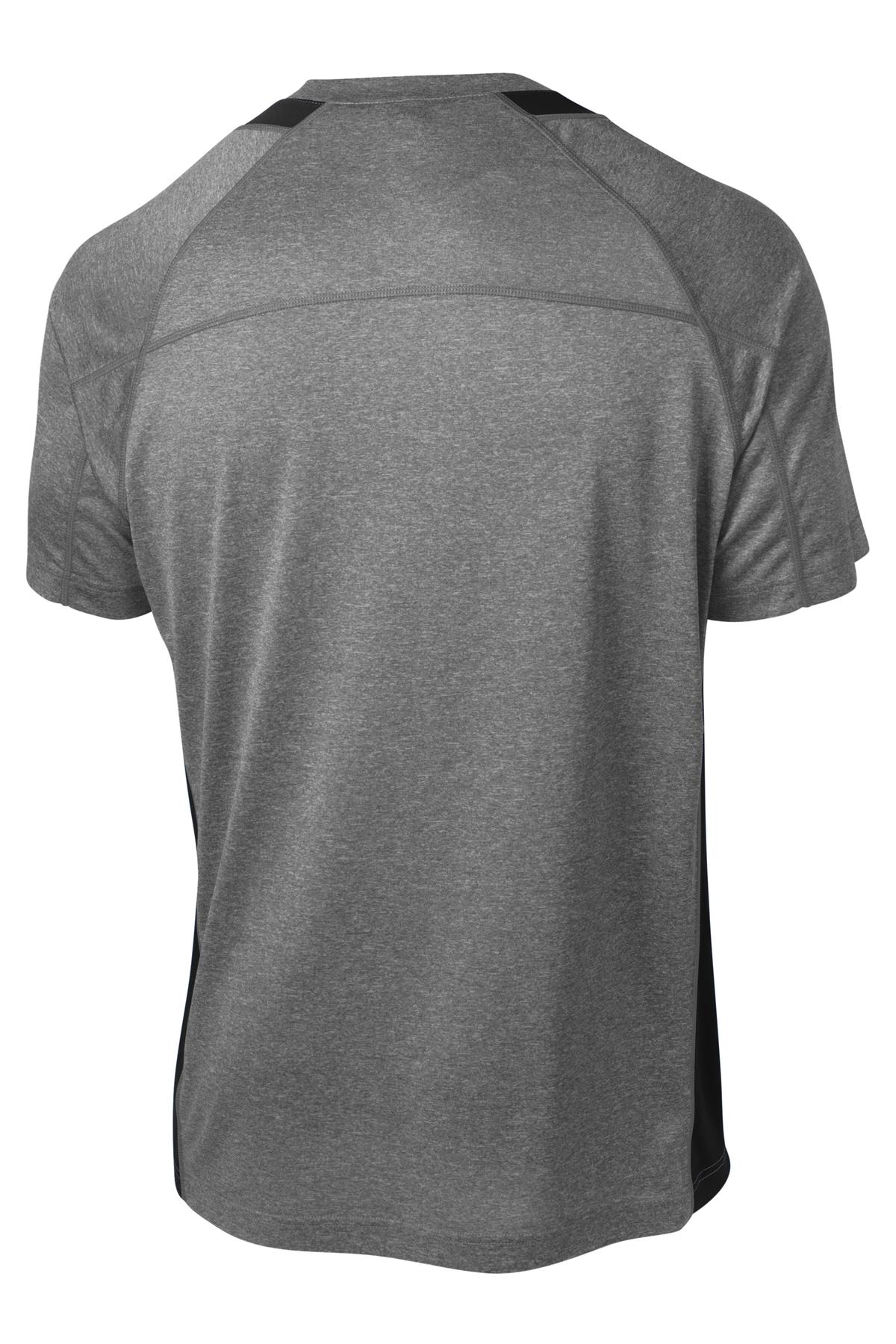 Sport-Tek Heather Colorblock Contender Tee ST361 - Vintage Heather/ Black - Back (flat)