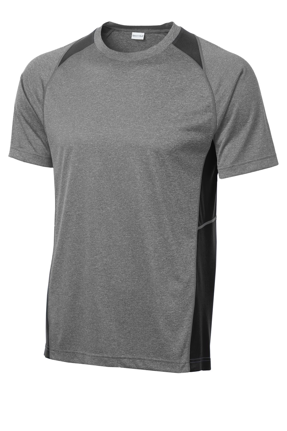 Sport-Tek Heather Colorblock Contender Tee ST361 - Vintage Heather/ Black - Front (flat)