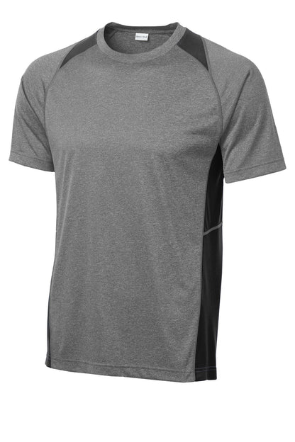 Sport-Tek Heather Colorblock Contender Tee ST361 - Vintage Heather/ Black - Front (flat)