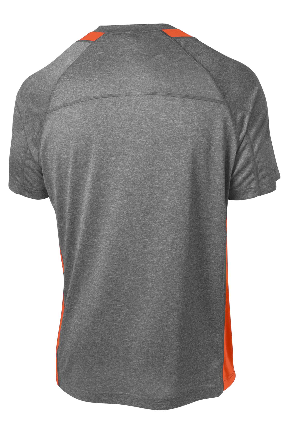 Sport-Tek Heather Colorblock Contender Tee ST361 - Vintage Heather/ Deep Orange - Back (flat)