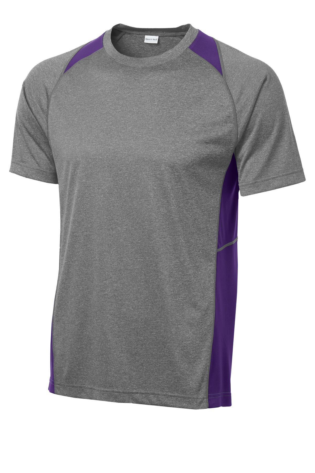 Sport-Tek Heather Colorblock Contender Tee ST361 - Vintage Heather/ Purple - Front (flat)
