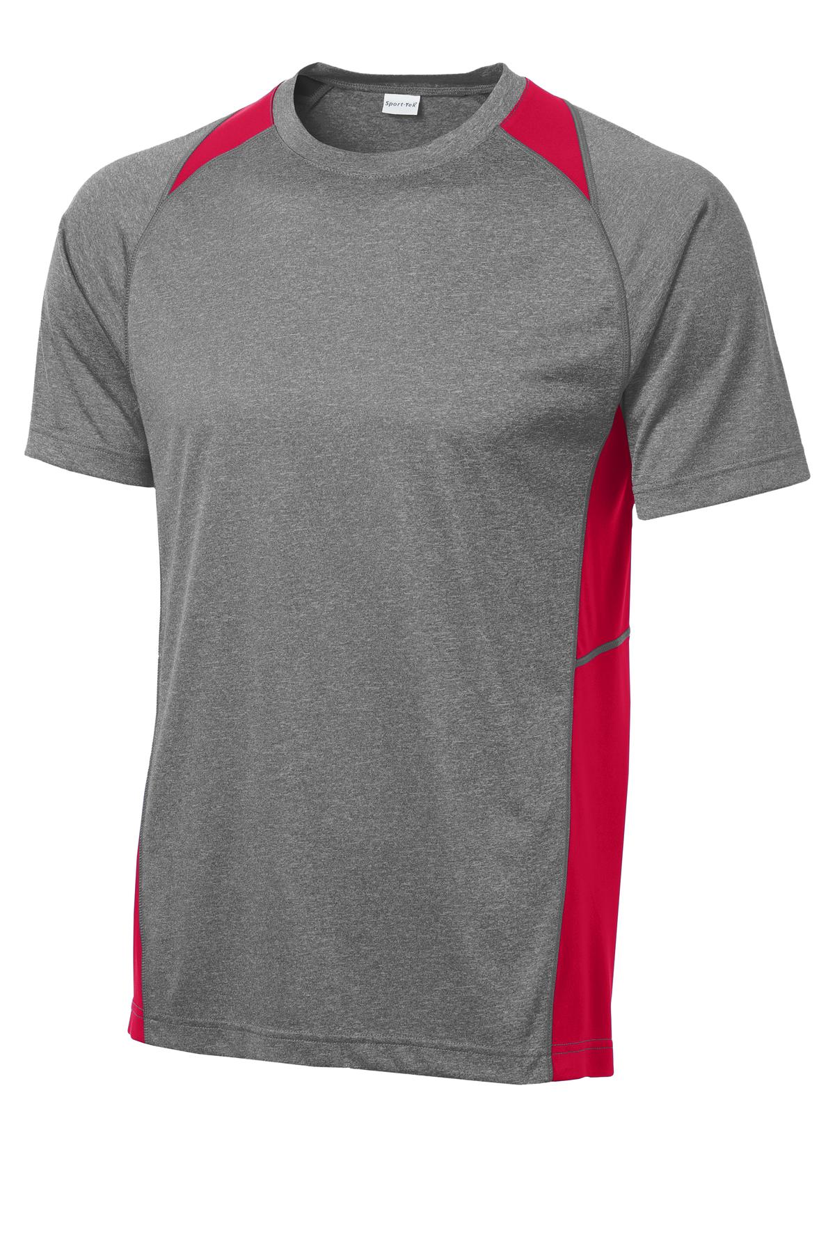 Sport-Tek Heather Colorblock Contender Tee ST361 - Vintage Heather/ True Red - Front (flat)