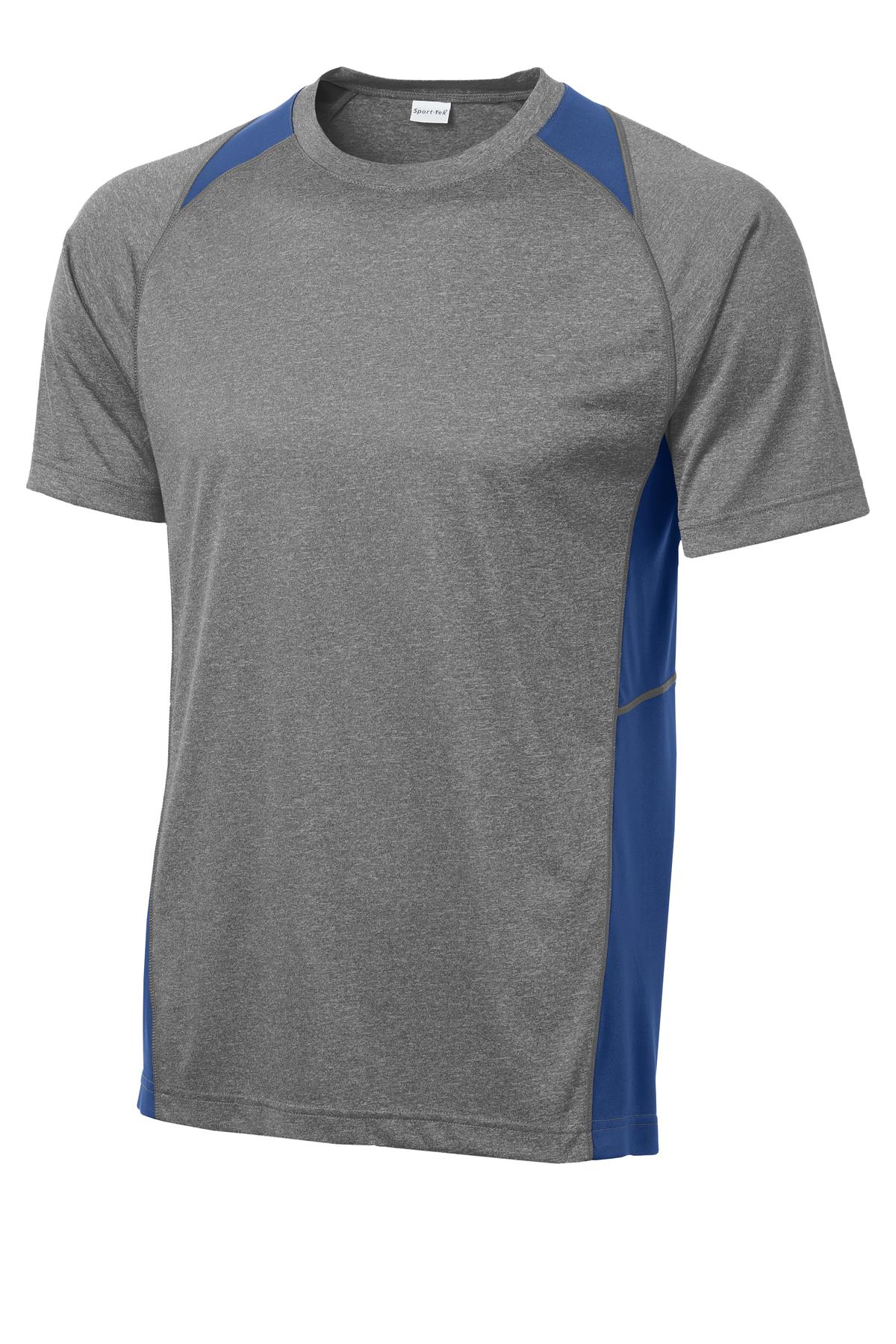 Sport-Tek Heather Colorblock Contender Tee ST361 - Vintage Heather/ True Royal - Front (flat)