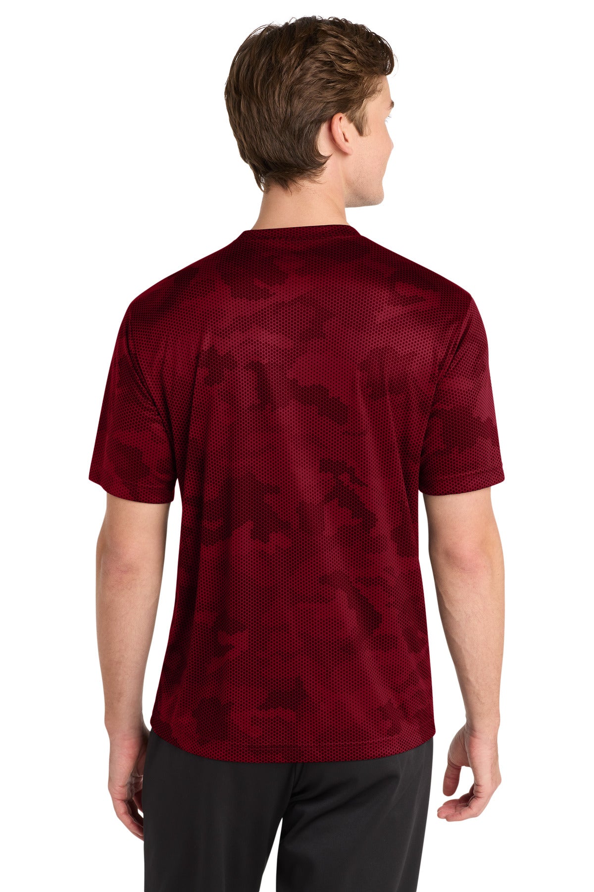 Sport-Tek CamoHex Tee ST370 - Deep Red - Back