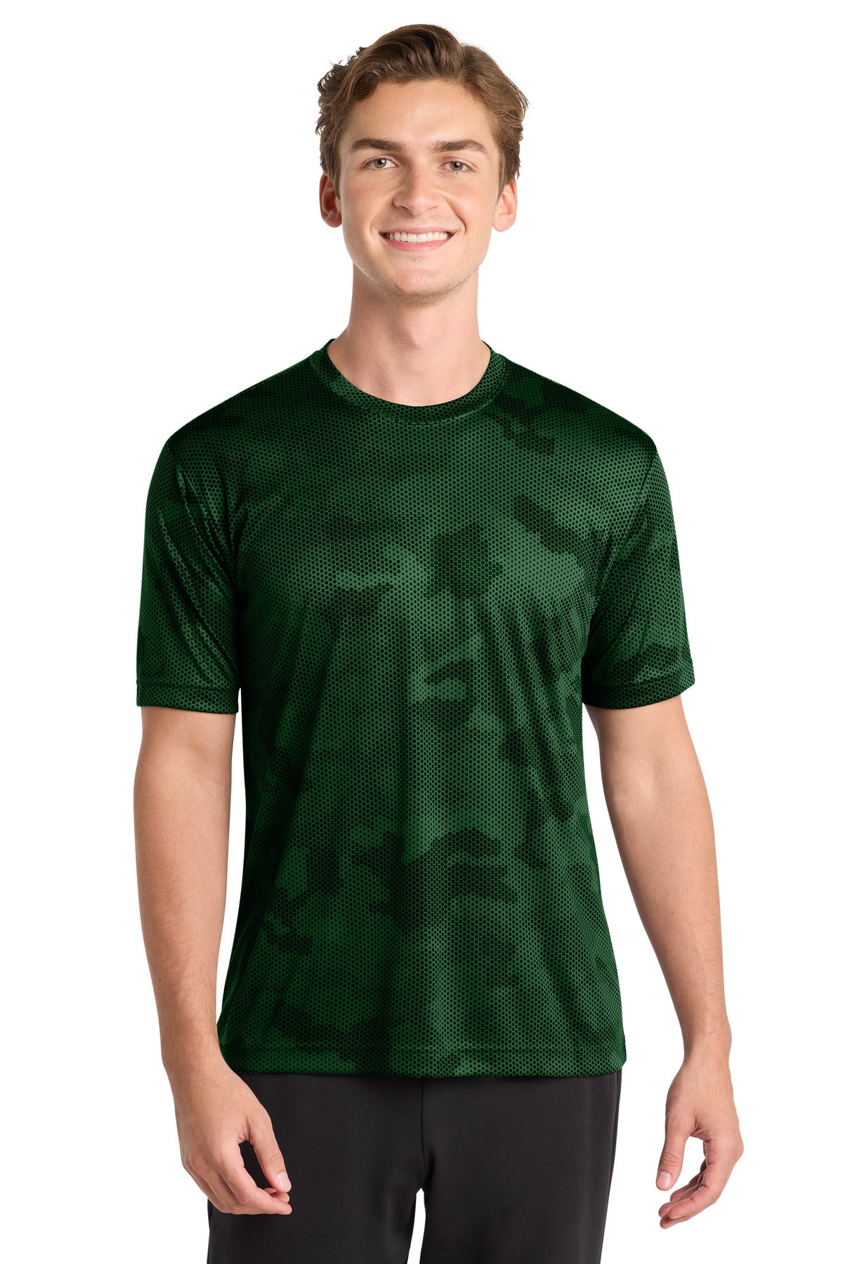 Sport-Tek CamoHex Tee ST370 - Forest Green - Front