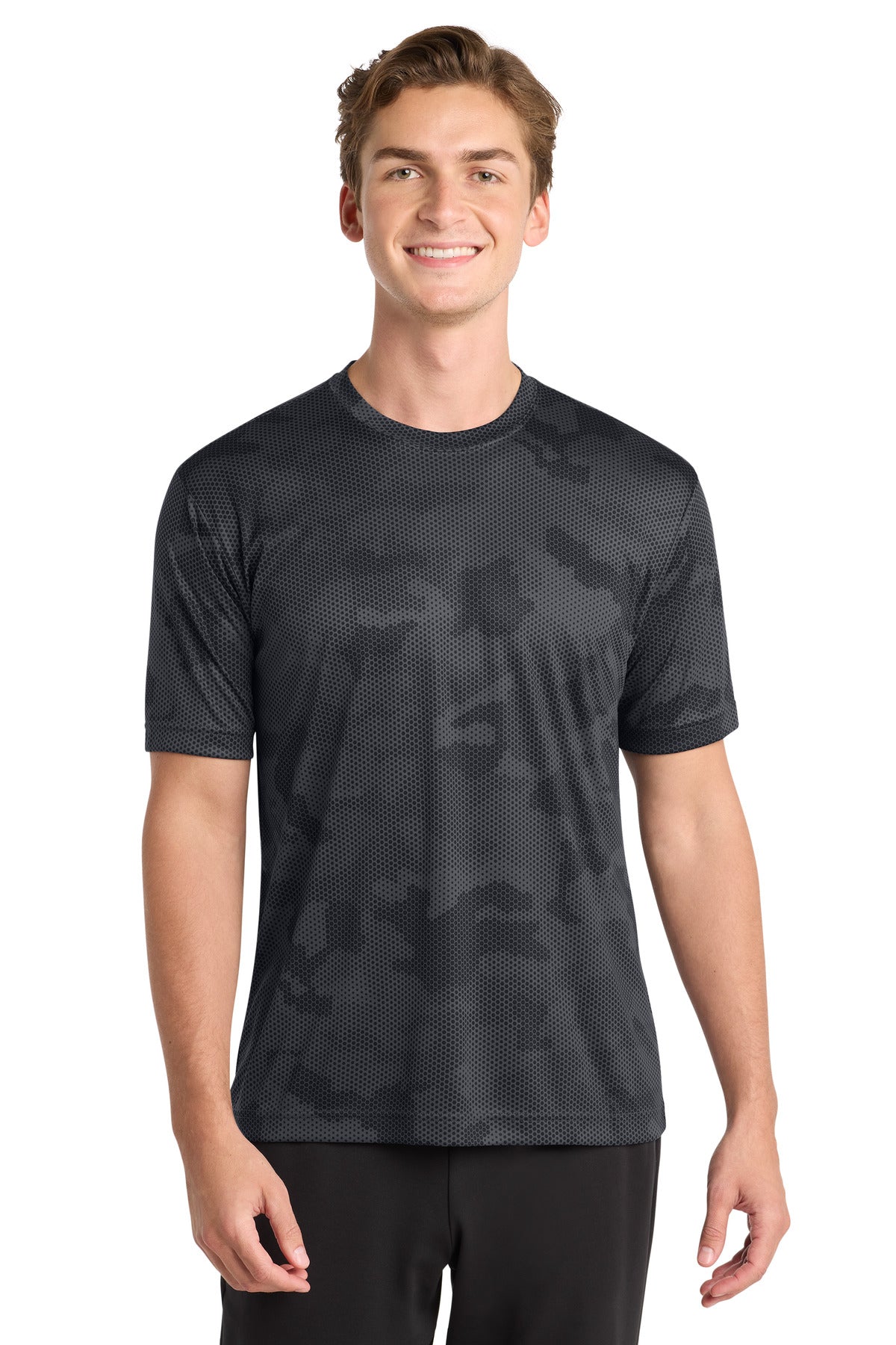 Sport-Tek CamoHex Tee ST370 - Iron Grey - Front
