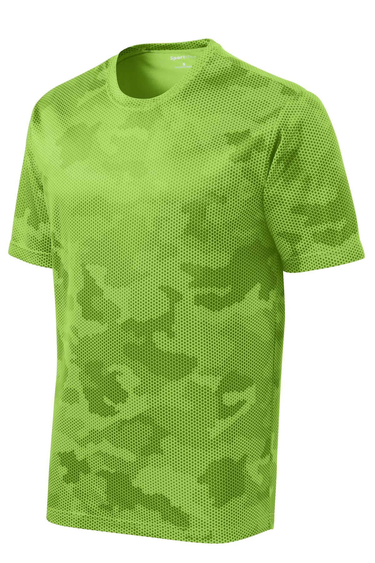 Sport-Tek CamoHex Tee ST370 - Lime Shock - Front (flat)