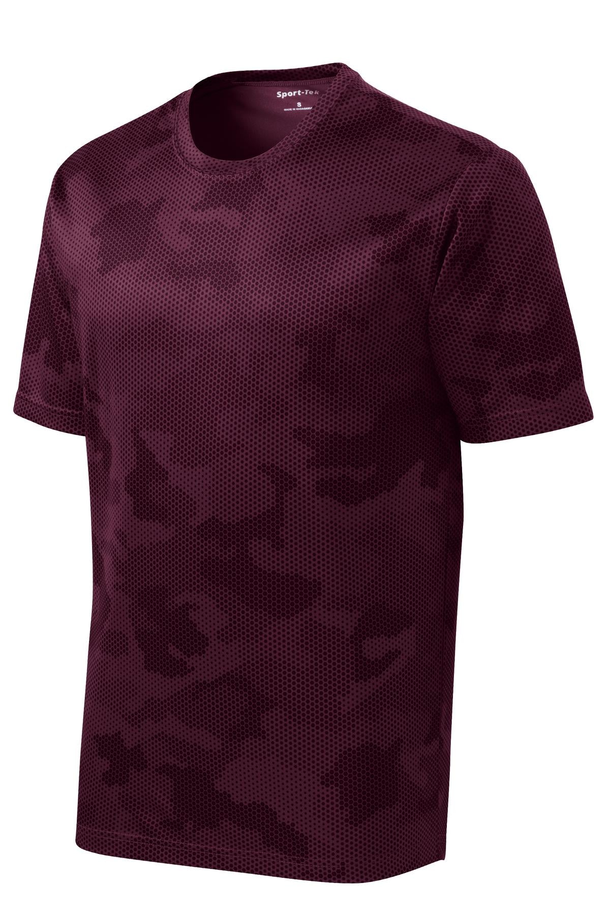 Sport-Tek CamoHex Tee ST370 - Maroon - Front (flat)