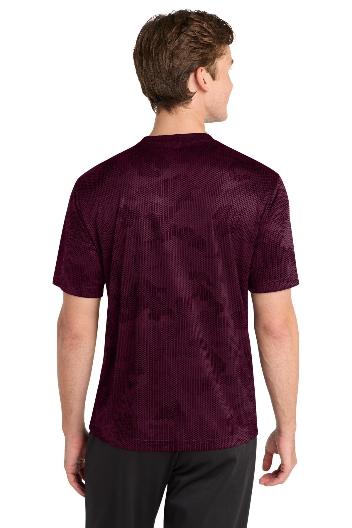 Sport-Tek CamoHex Tee ST370 - Maroon - Back