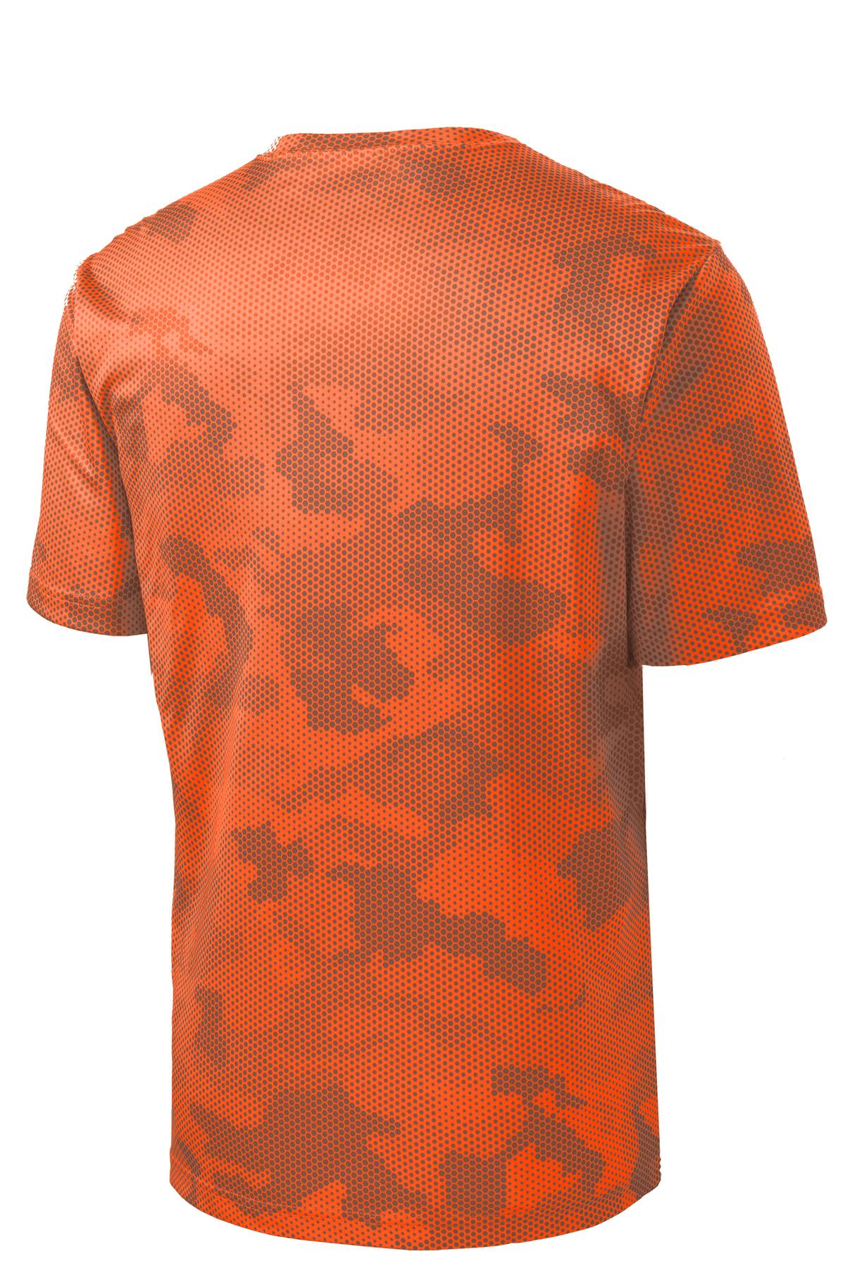 Sport-Tek CamoHex Tee ST370 - Neon Orange - Back (flat)