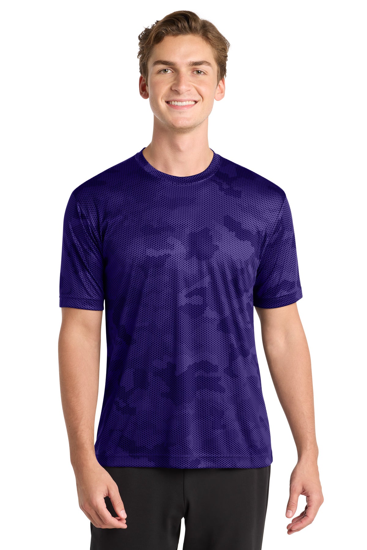 Sport-Tek CamoHex Tee ST370 - Purple - Front