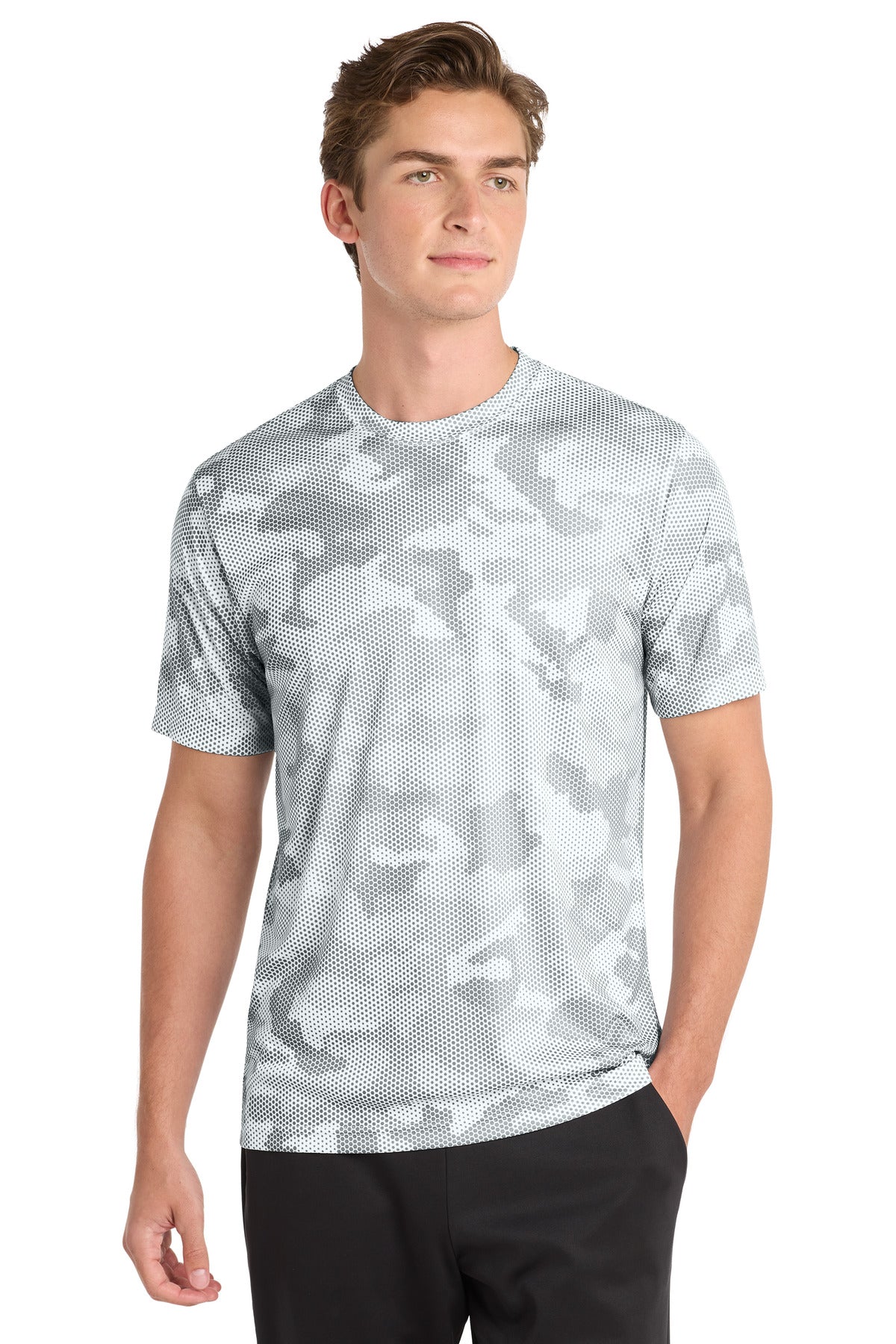 Sport-Tek CamoHex Tee ST370 - White - Front