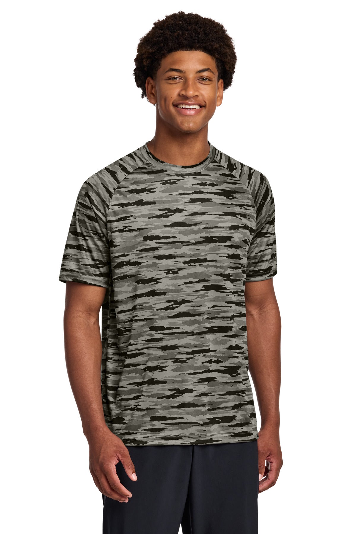 Sport-Tek Drift Camo Tee ST375 - Black - Front