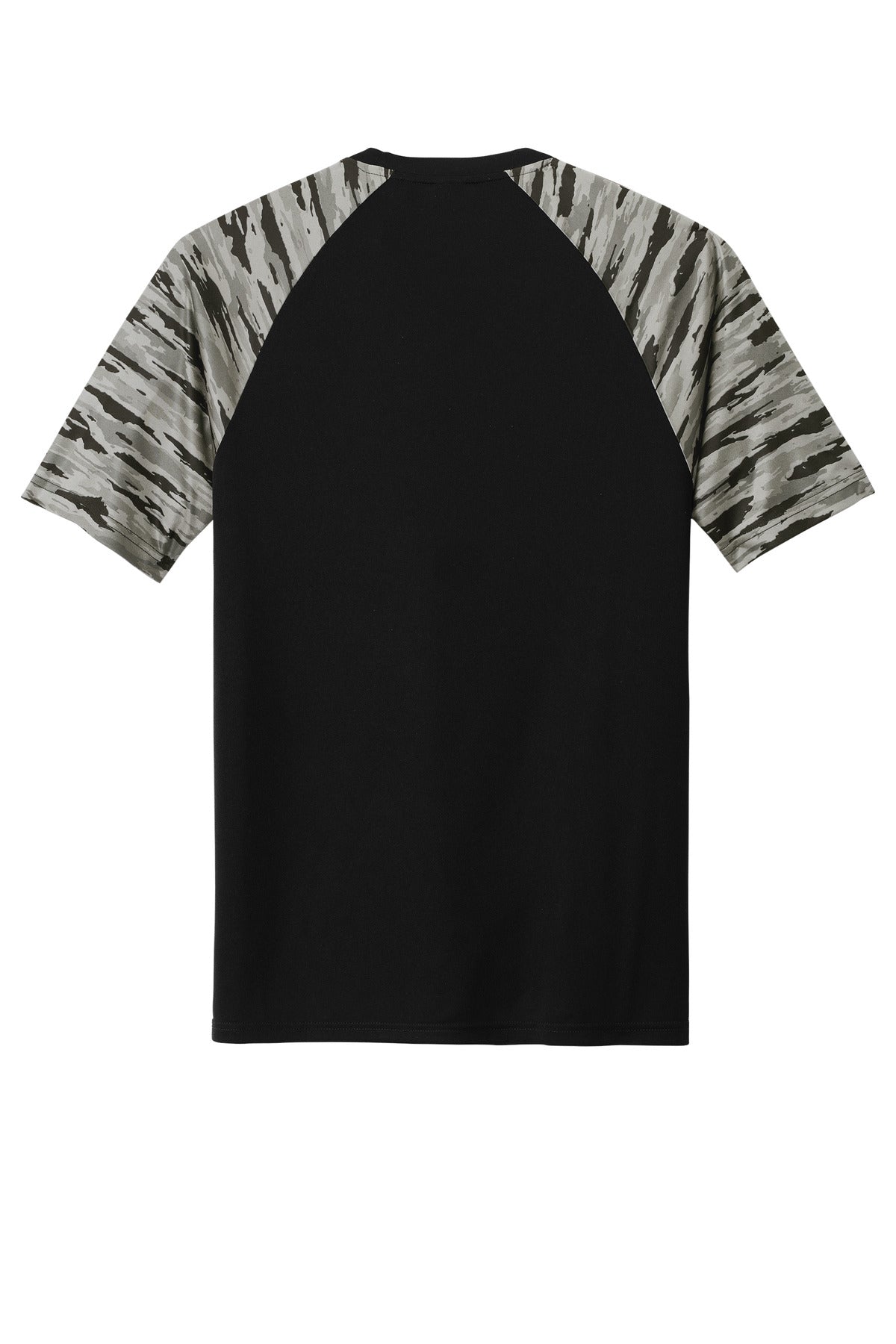 Sport-Tek Drift Camo Colorblock Tee ST376 - Black - Back (flat)