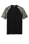 Sport-Tek Drift Camo Colorblock Tee ST376 - Black - Front (flat)