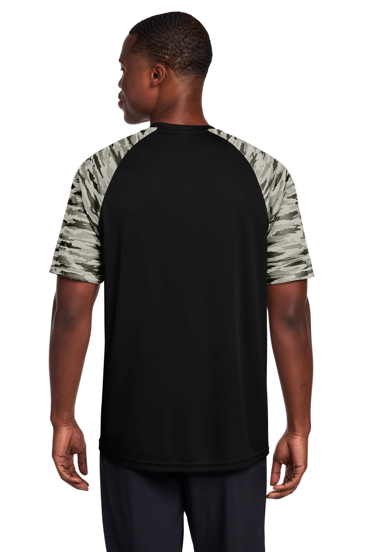 Sport-Tek Drift Camo Colorblock Tee ST376 - Black - Back