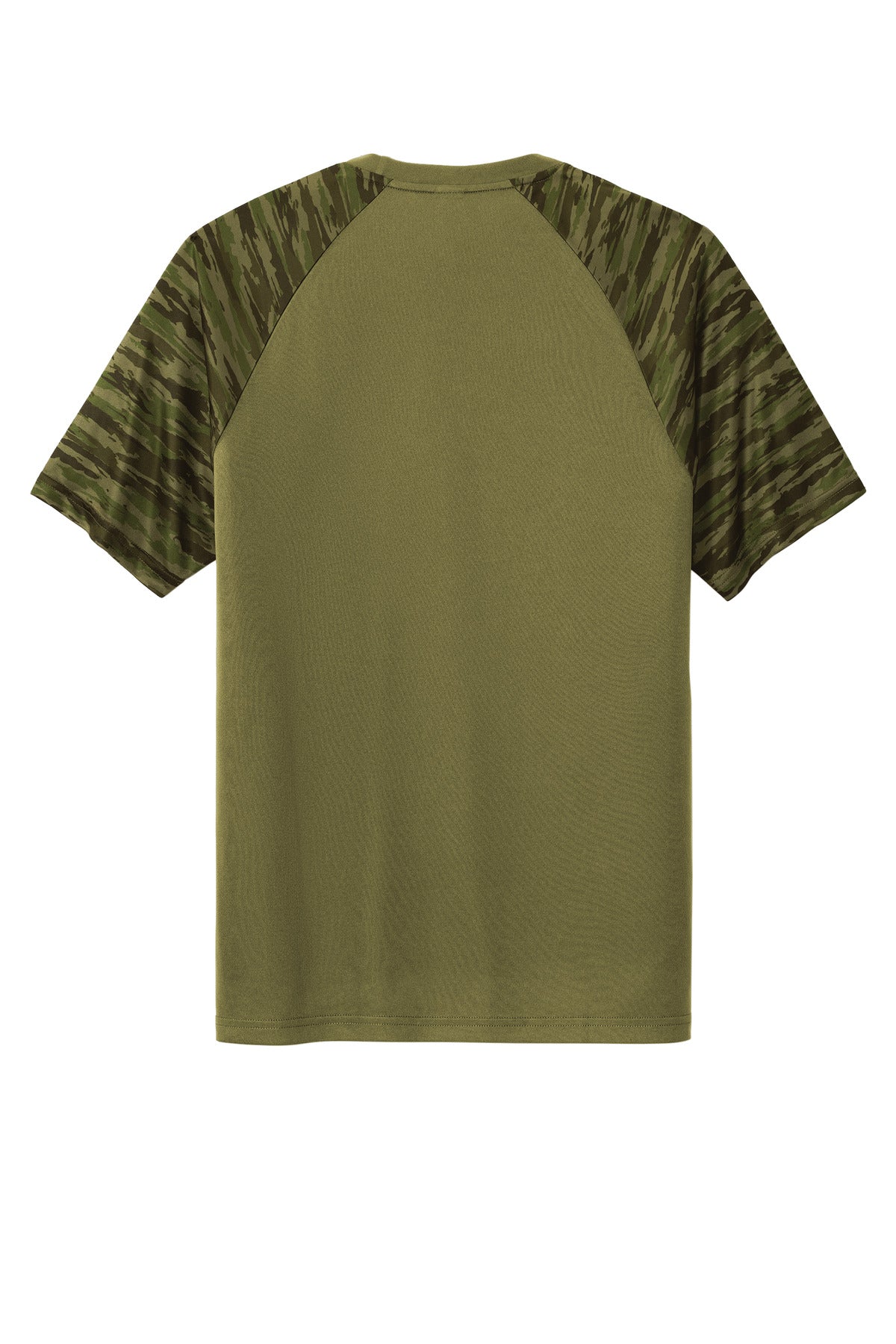 Sport-Tek Drift Camo Colorblock Tee ST376 - Olive Drab Green - Back (flat)