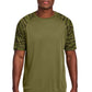 Sport-Tek Drift Camo Colorblock Tee ST376 - Olive Drab Green - Front