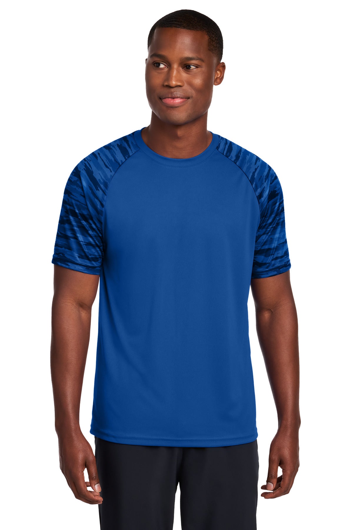 Sport-Tek Drift Camo Colorblock Tee ST376 - True Royal - Front
