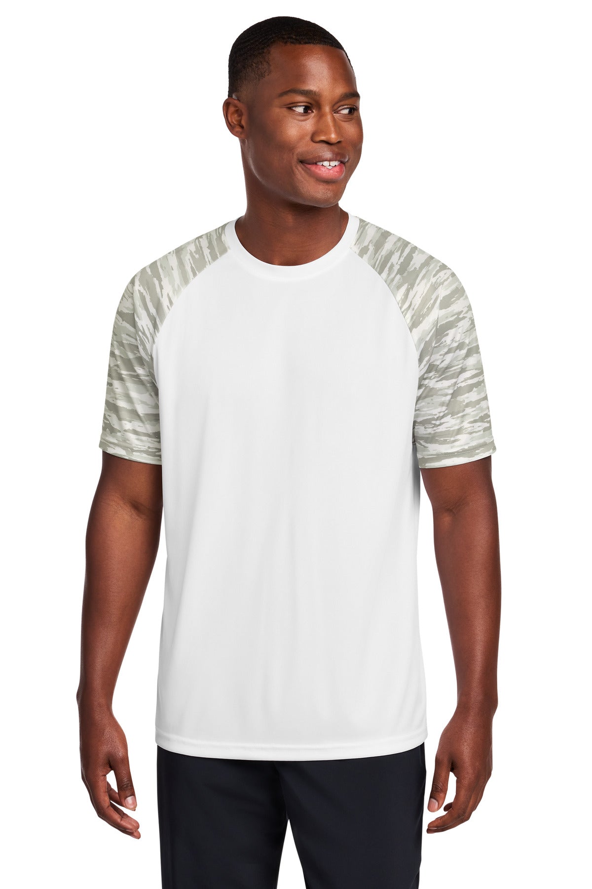 Sport-Tek Drift Camo Colorblock Tee ST376 - White - Front