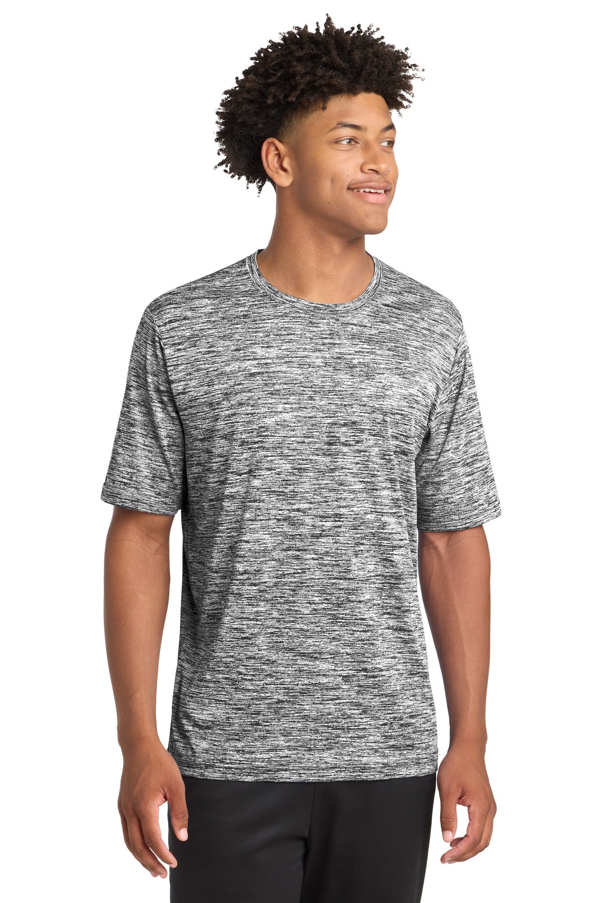Sport-Tek PosiCharge Electric Heather Tee ST390 - Black Electric - Front
