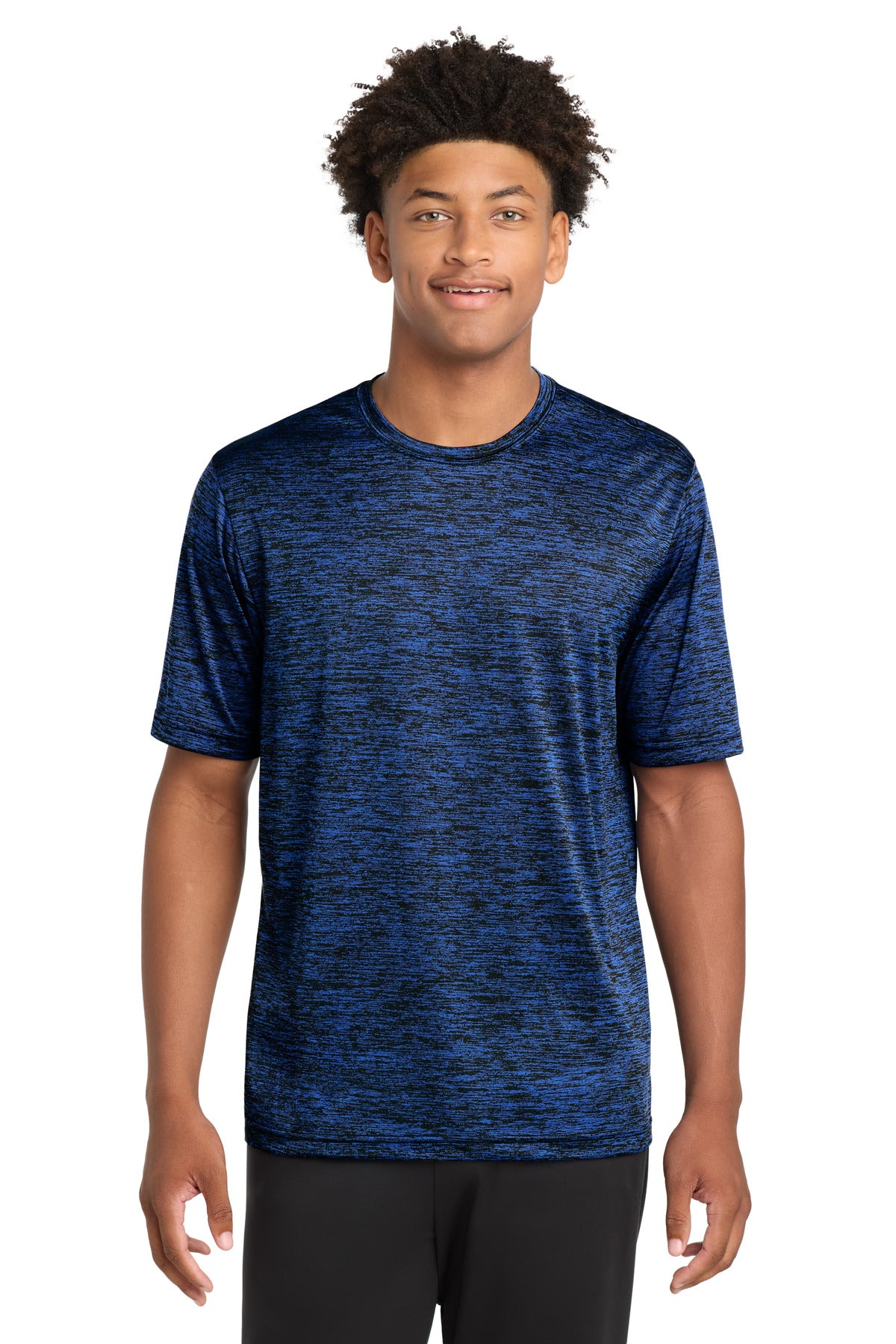 Sport-Tek PosiCharge Electric Heather Tee ST390 - Dark Royal-Black Electric - Front