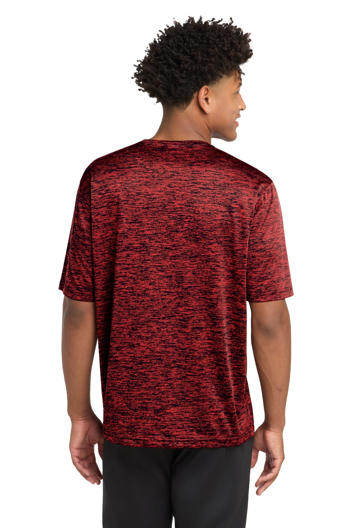 Sport-Tek PosiCharge Electric Heather Tee ST390 - Deep Red-Black Electric - Back