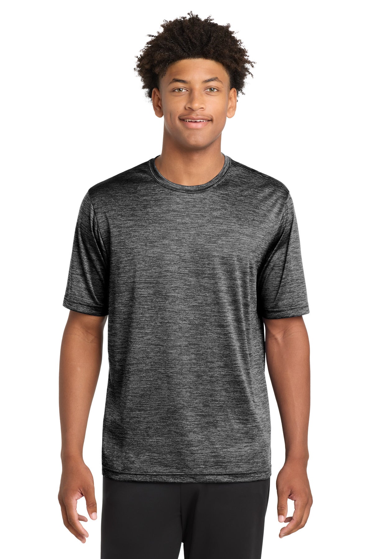 Sport-Tek PosiCharge Electric Heather Tee ST390 - Grey-Black Electric - Front