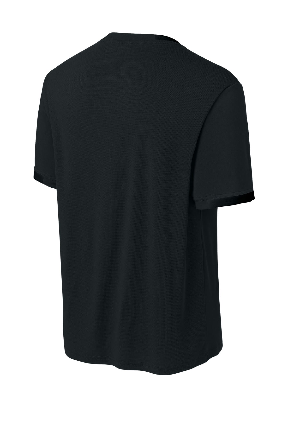Sport-Tek Club Short Sleeve Crew ST440 - Black/ Deep Red - Back (flat)
