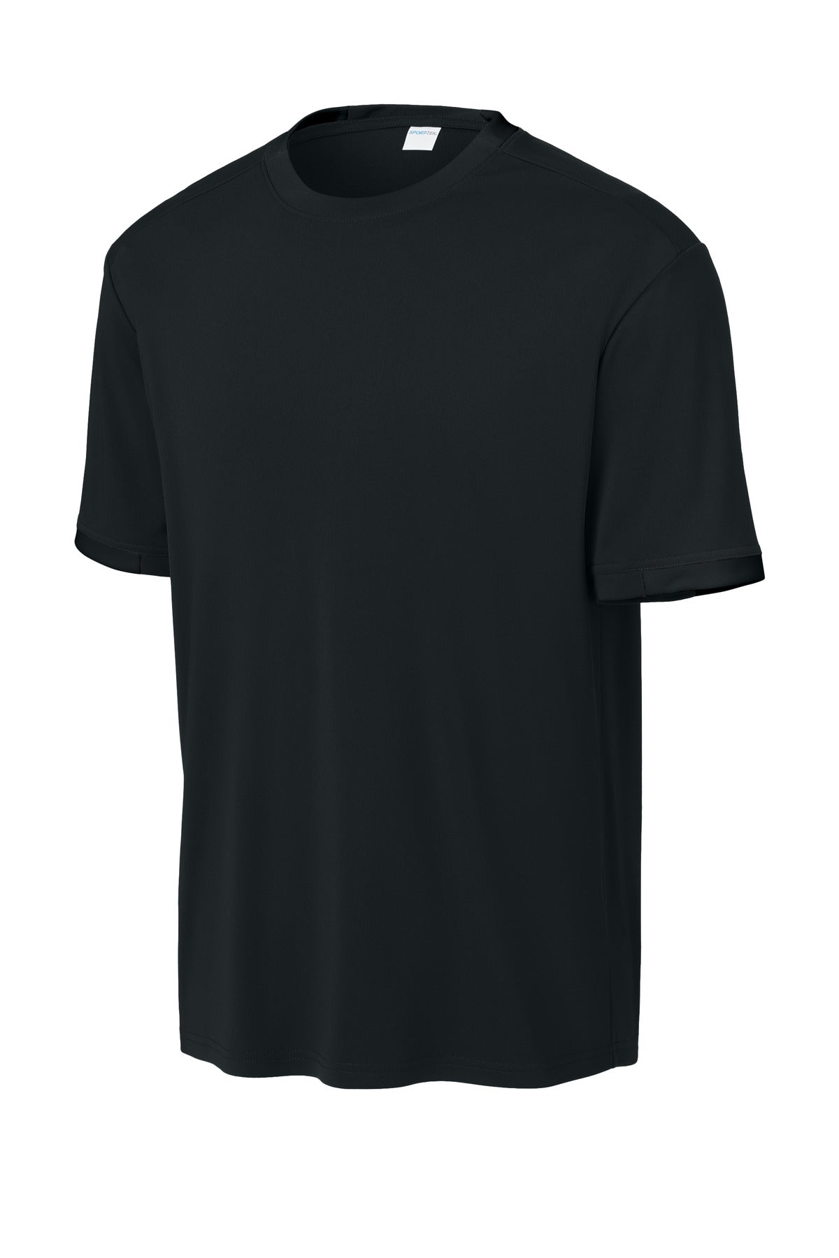 Sport-Tek Club Short Sleeve Crew ST440 - Black/ Deep Red - Front (flat)