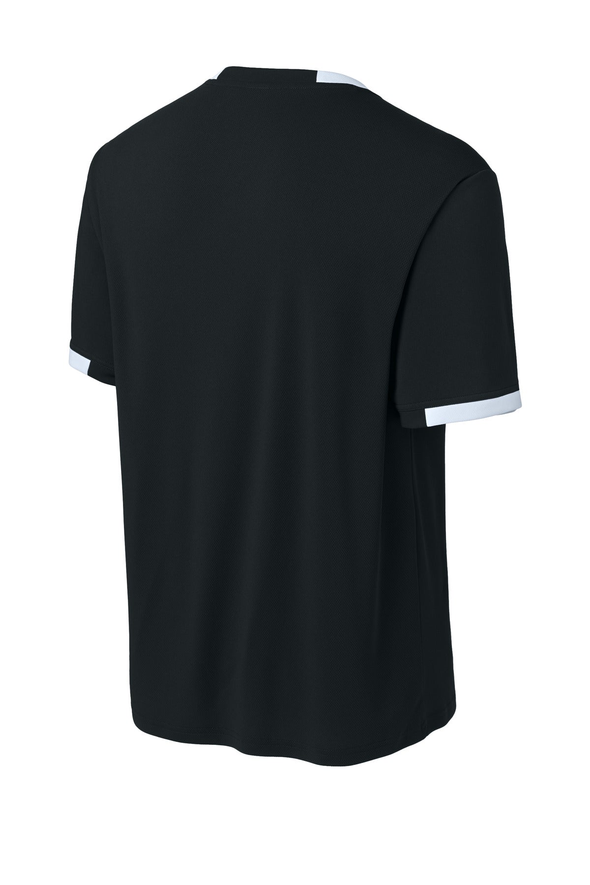 Sport-Tek Club Short Sleeve Crew ST440 - Black/ White - Back (flat)