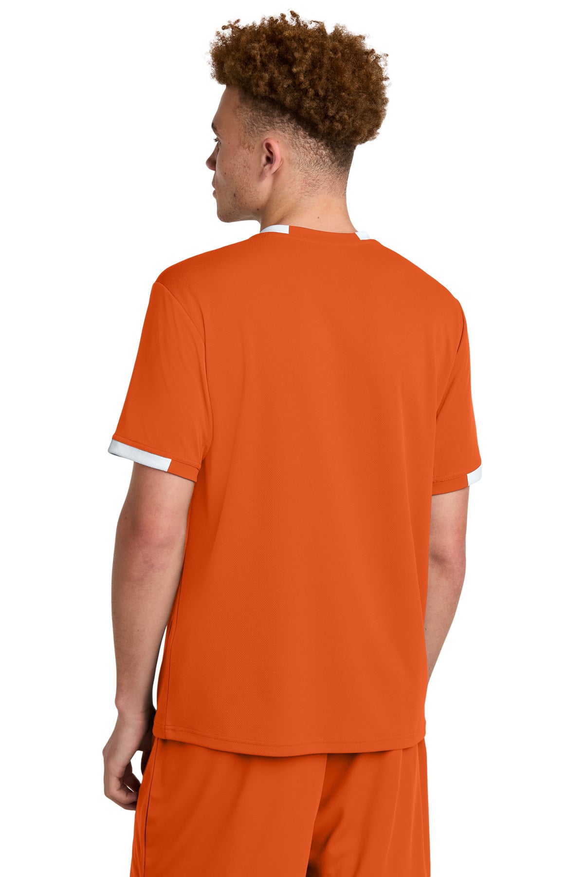 Sport-Tek Club Short Sleeve Crew ST440 - Deep Orange/ White - Back