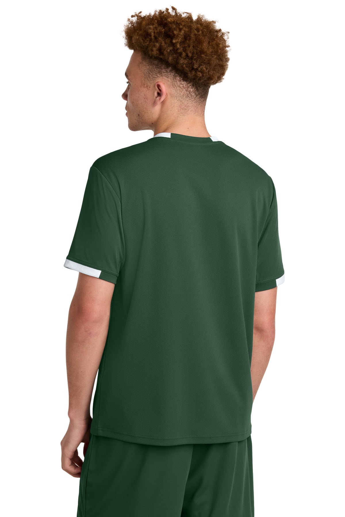Sport-Tek Club Short Sleeve Crew ST440 - Forest Green/ White - Back