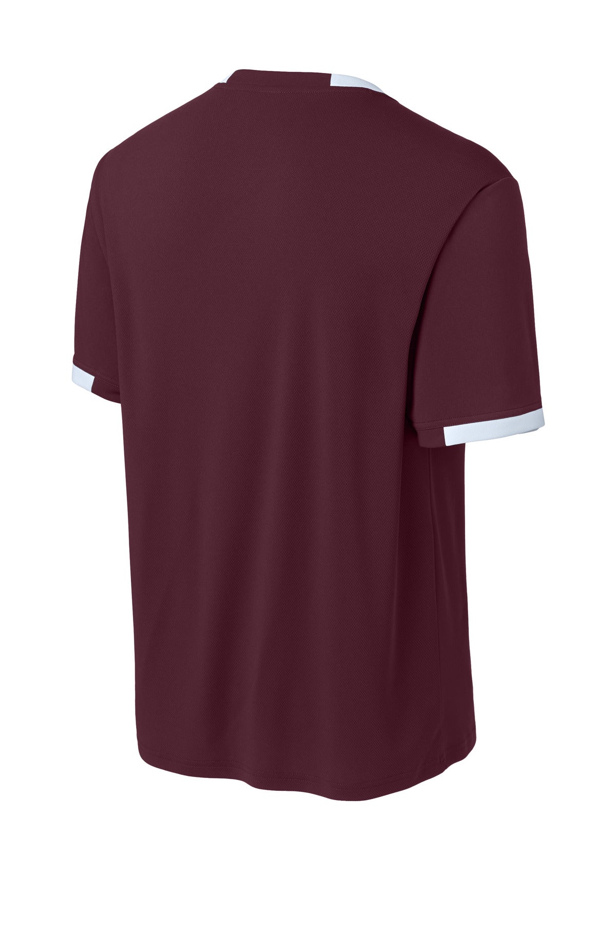 Sport-Tek Club Short Sleeve Crew ST440 - Maroon/ White - Back (flat)
