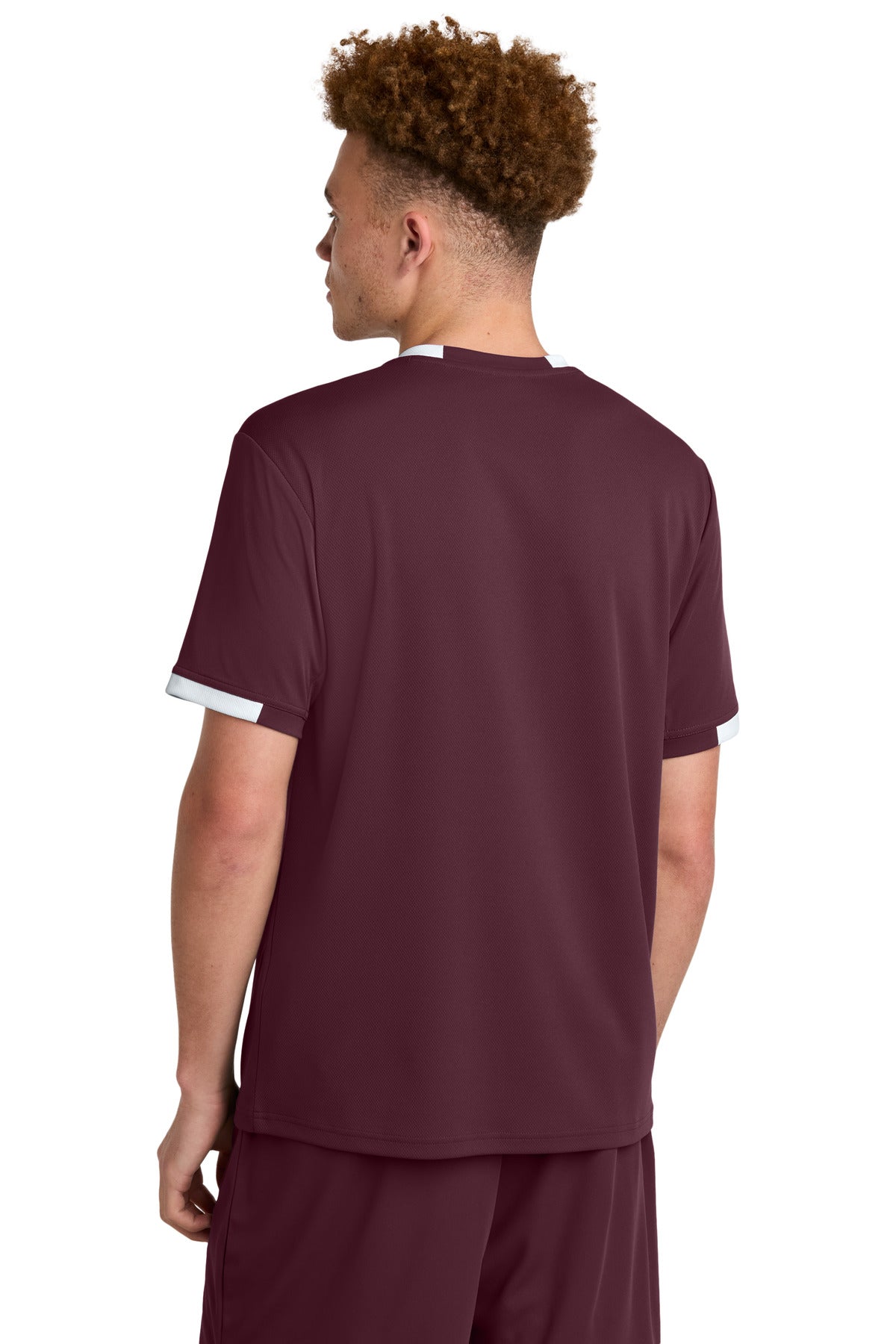 Sport-Tek Club Short Sleeve Crew ST440 - Maroon/ White - Back