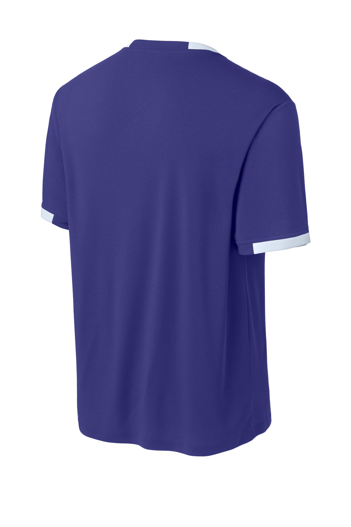 Sport-Tek Club Short Sleeve Crew ST440 - Purple/ White - Back (flat)