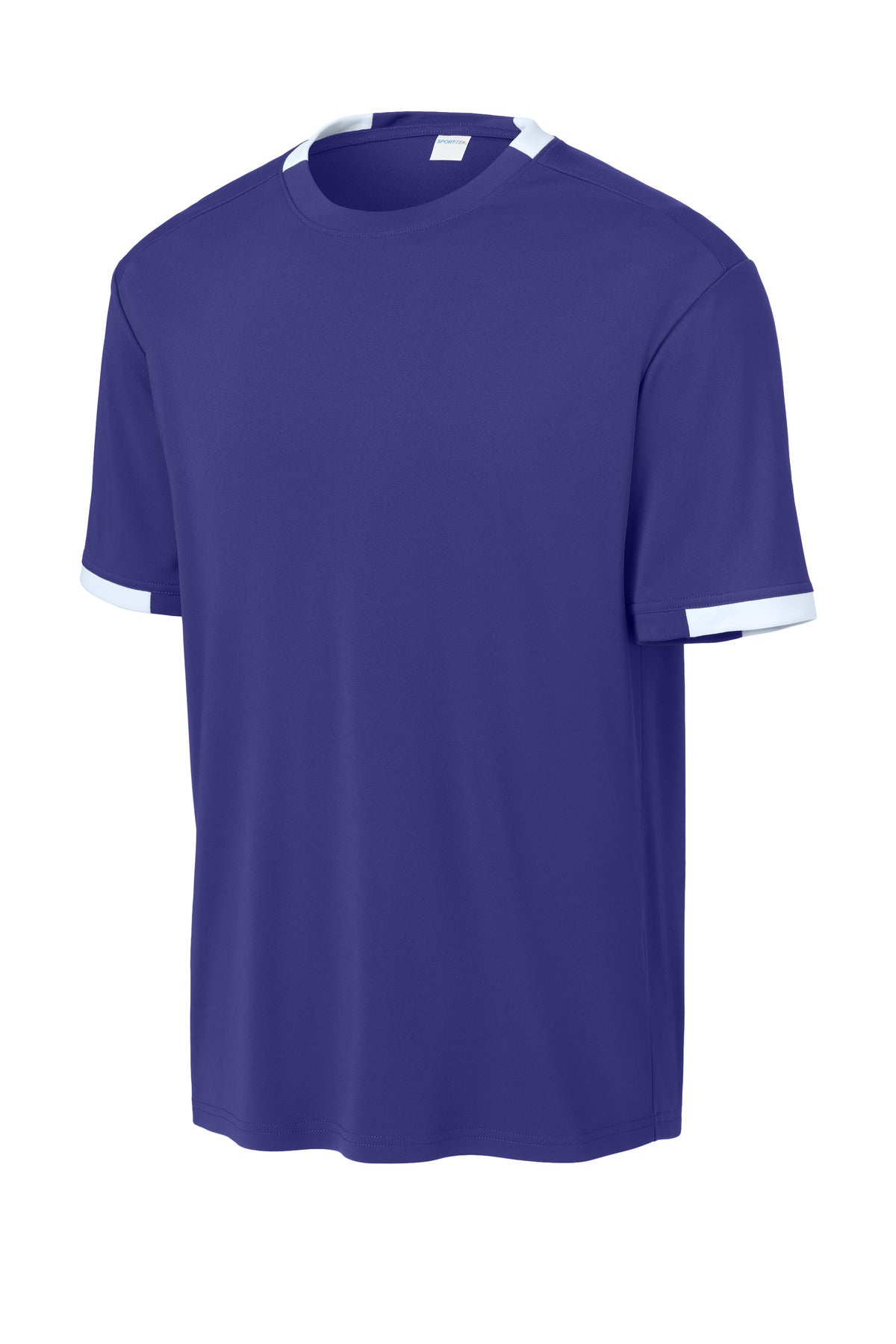 Sport-Tek Club Short Sleeve Crew ST440 - Purple/ White - Front (flat)