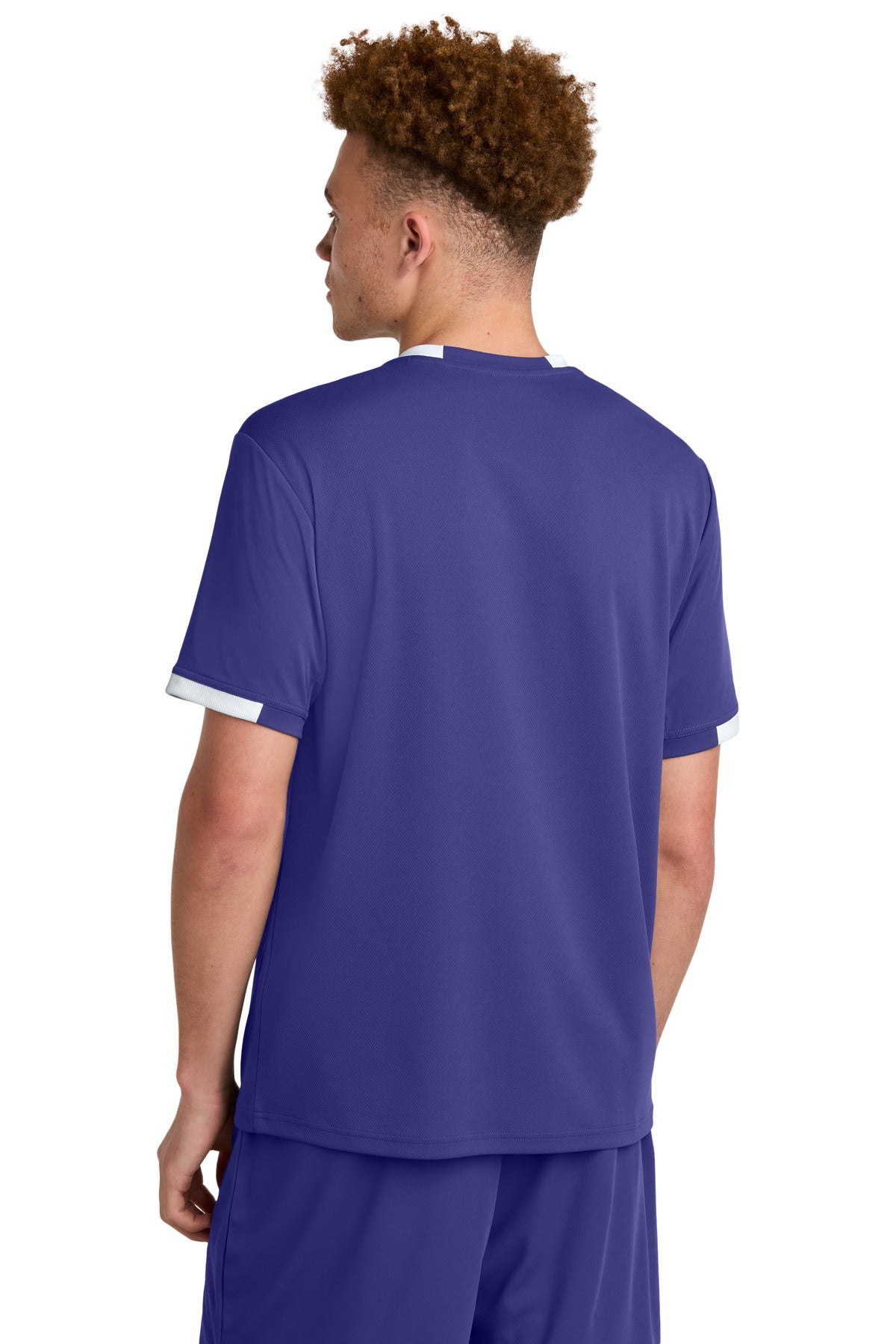 Sport-Tek Club Short Sleeve Crew ST440 - Purple/ White - Back