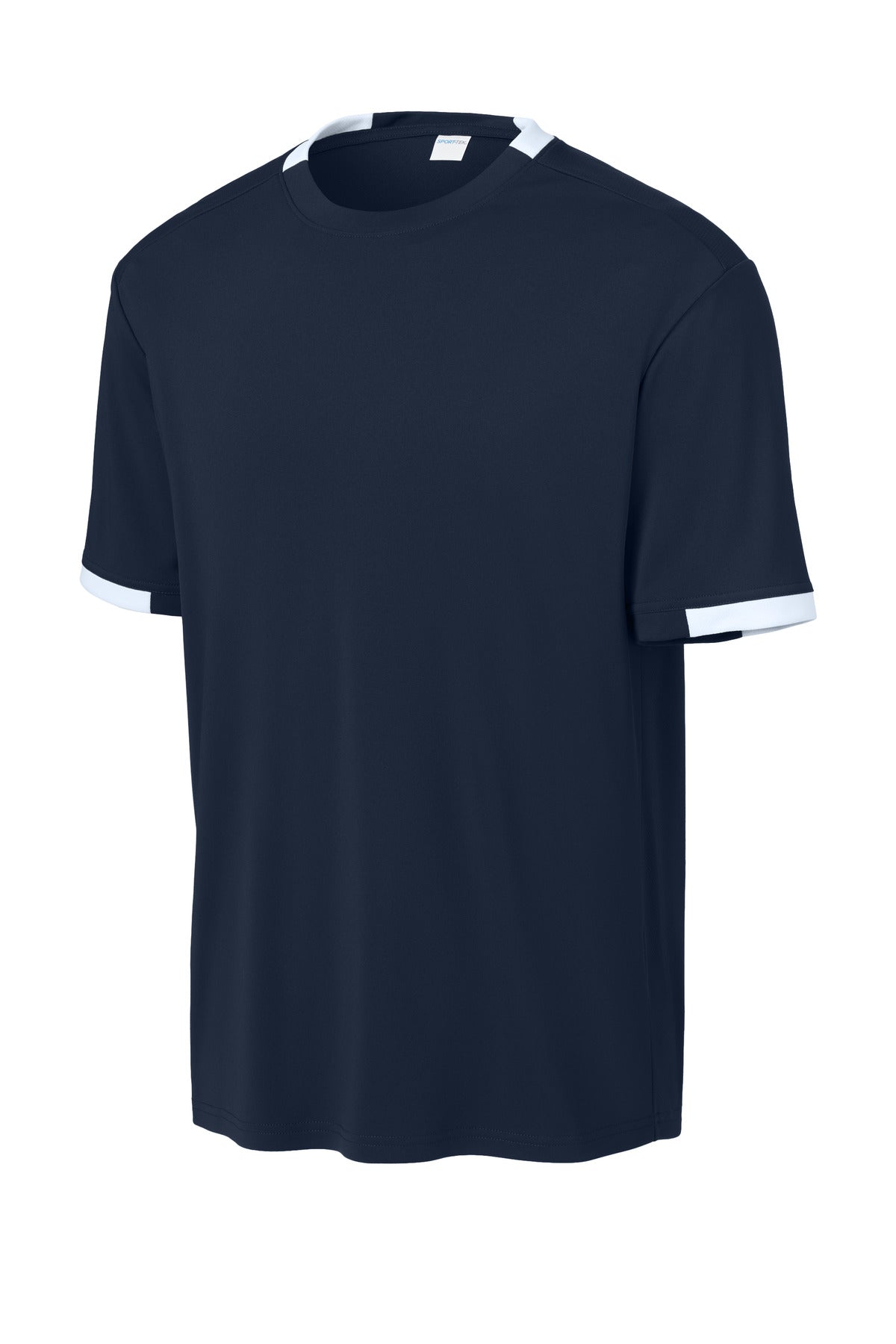 Sport-Tek Club Short Sleeve Crew ST440 - True Navy/ White - Front (flat)