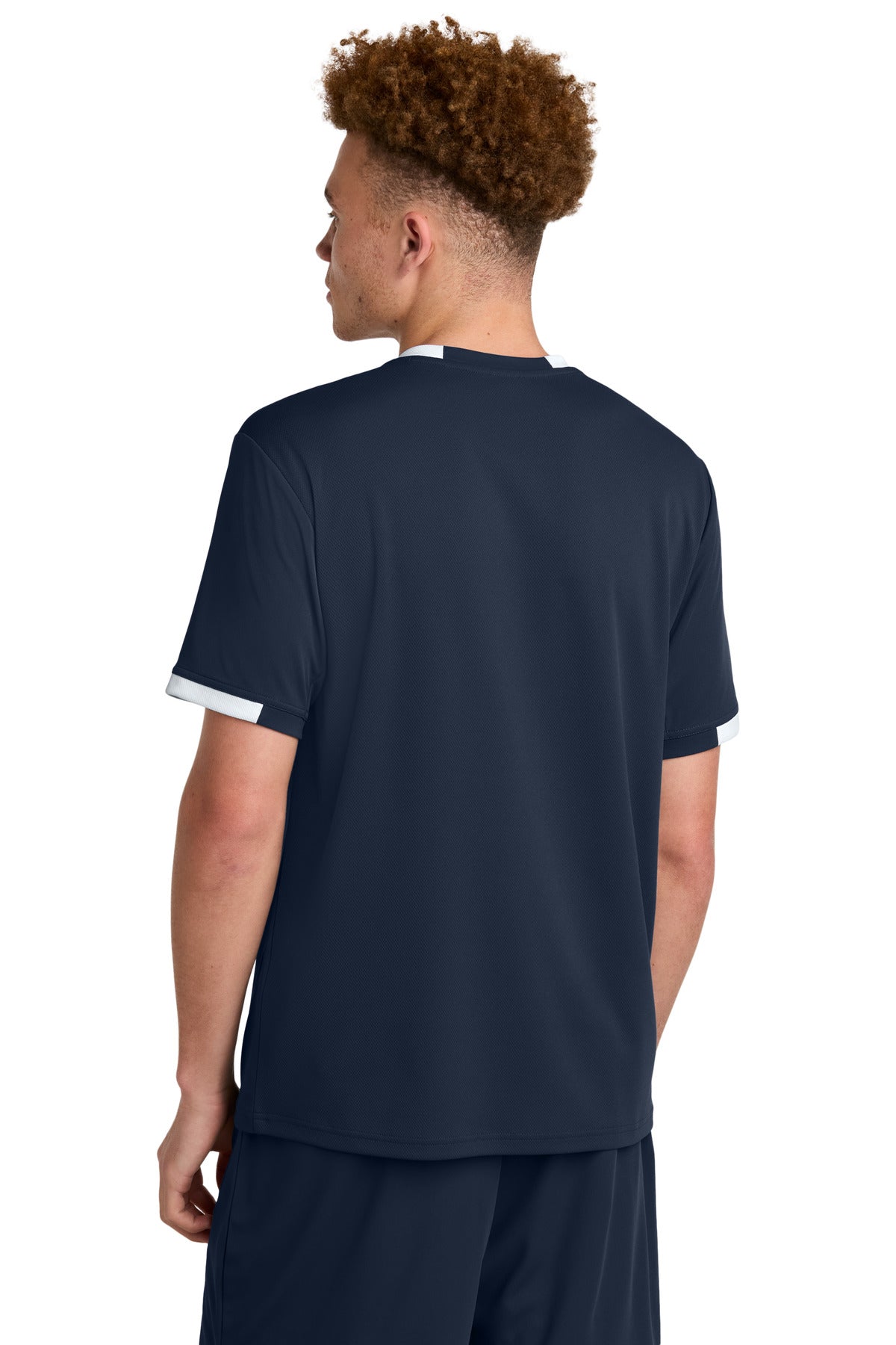 Sport-Tek Club Short Sleeve Crew ST440 - True Navy/ White - Back