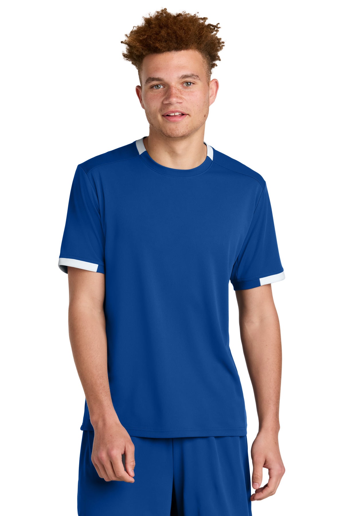 Sport-Tek Club Short Sleeve Crew ST440 - True Royal/ White - Front