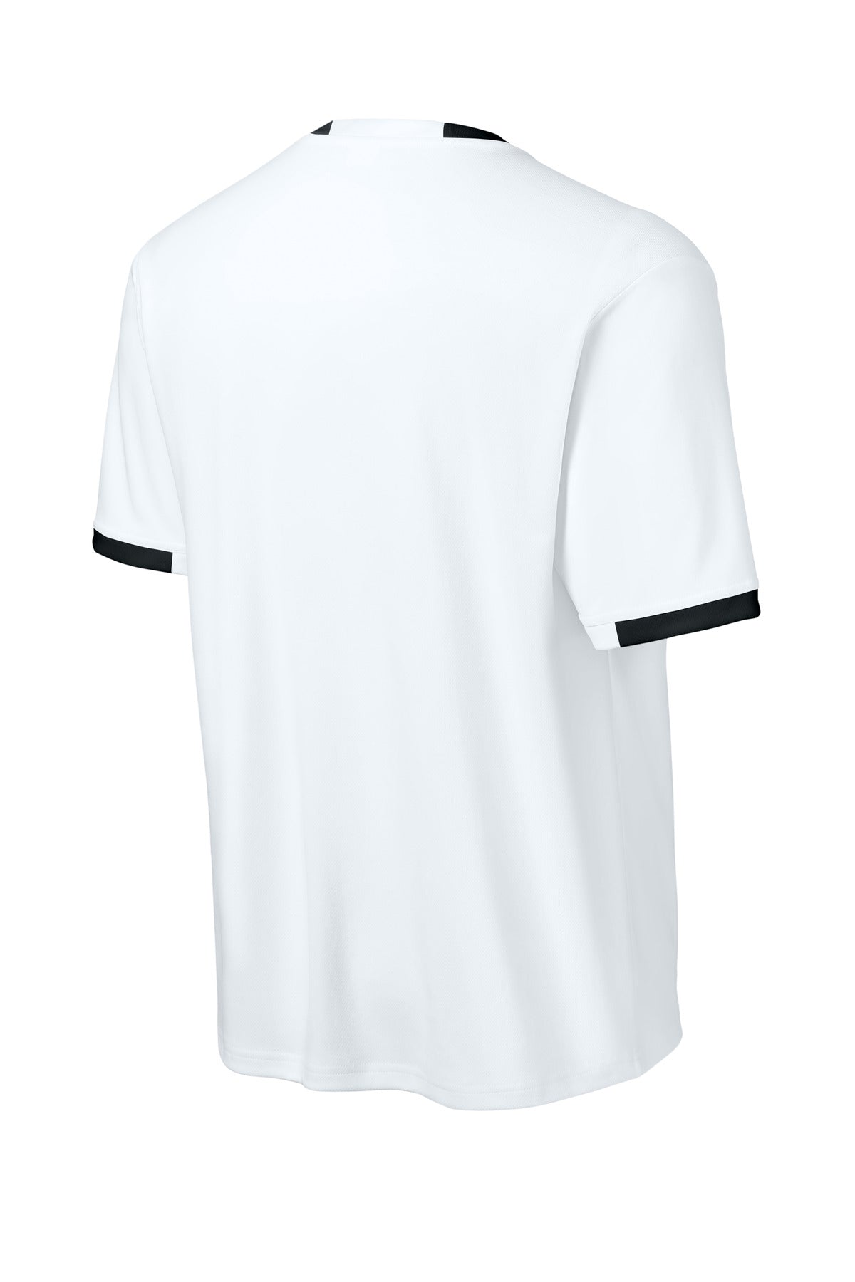 Sport-Tek Club Short Sleeve Crew ST440 - White/ Black - Back (flat)