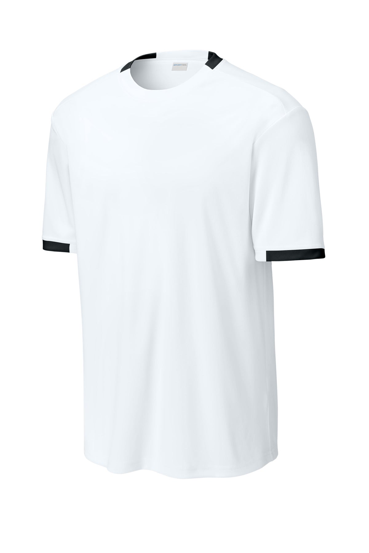 Sport-Tek Club Short Sleeve Crew ST440 - White/ Black - Front (flat)