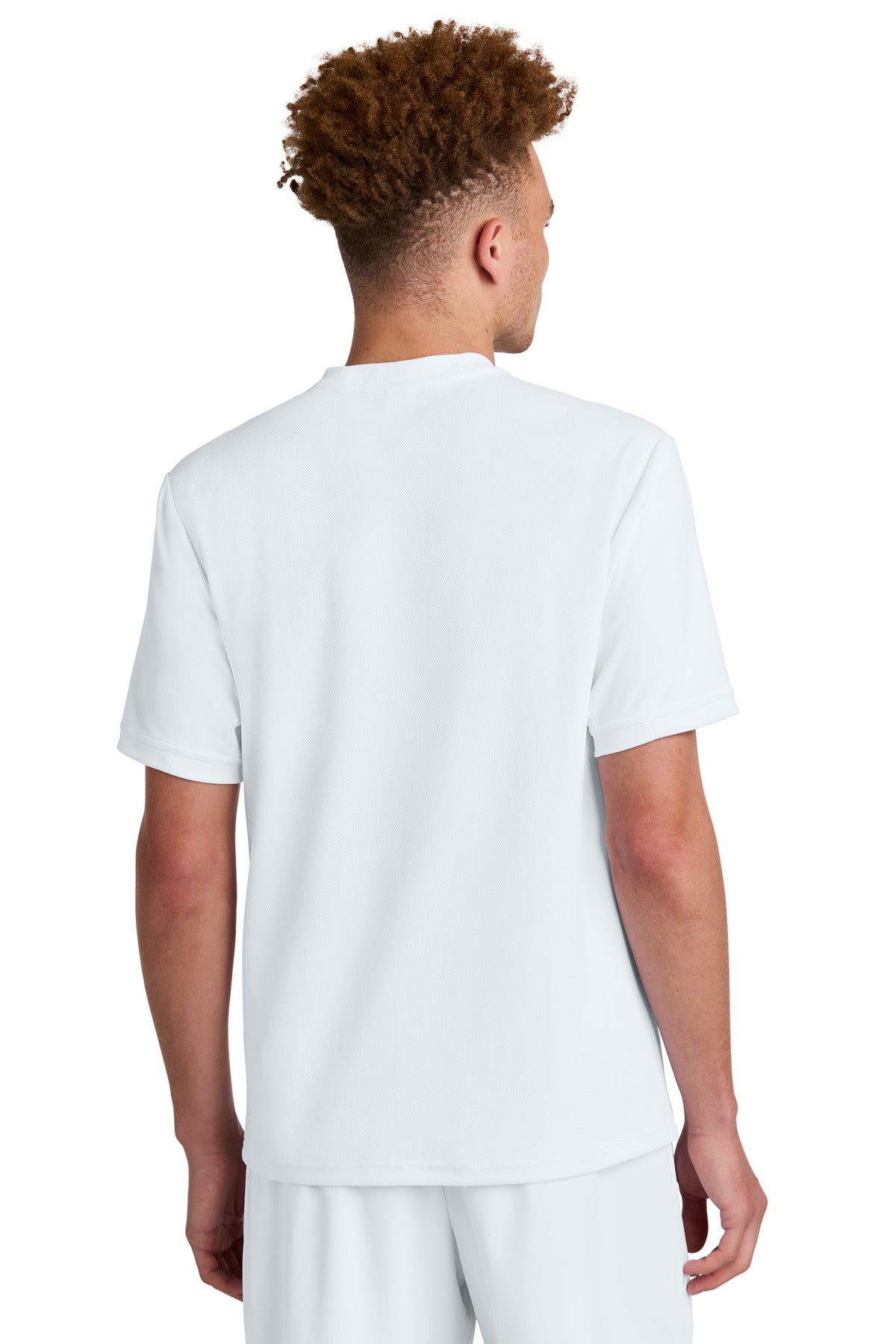 Sport-Tek Club Short Sleeve Crew ST440 - White/ White - Back