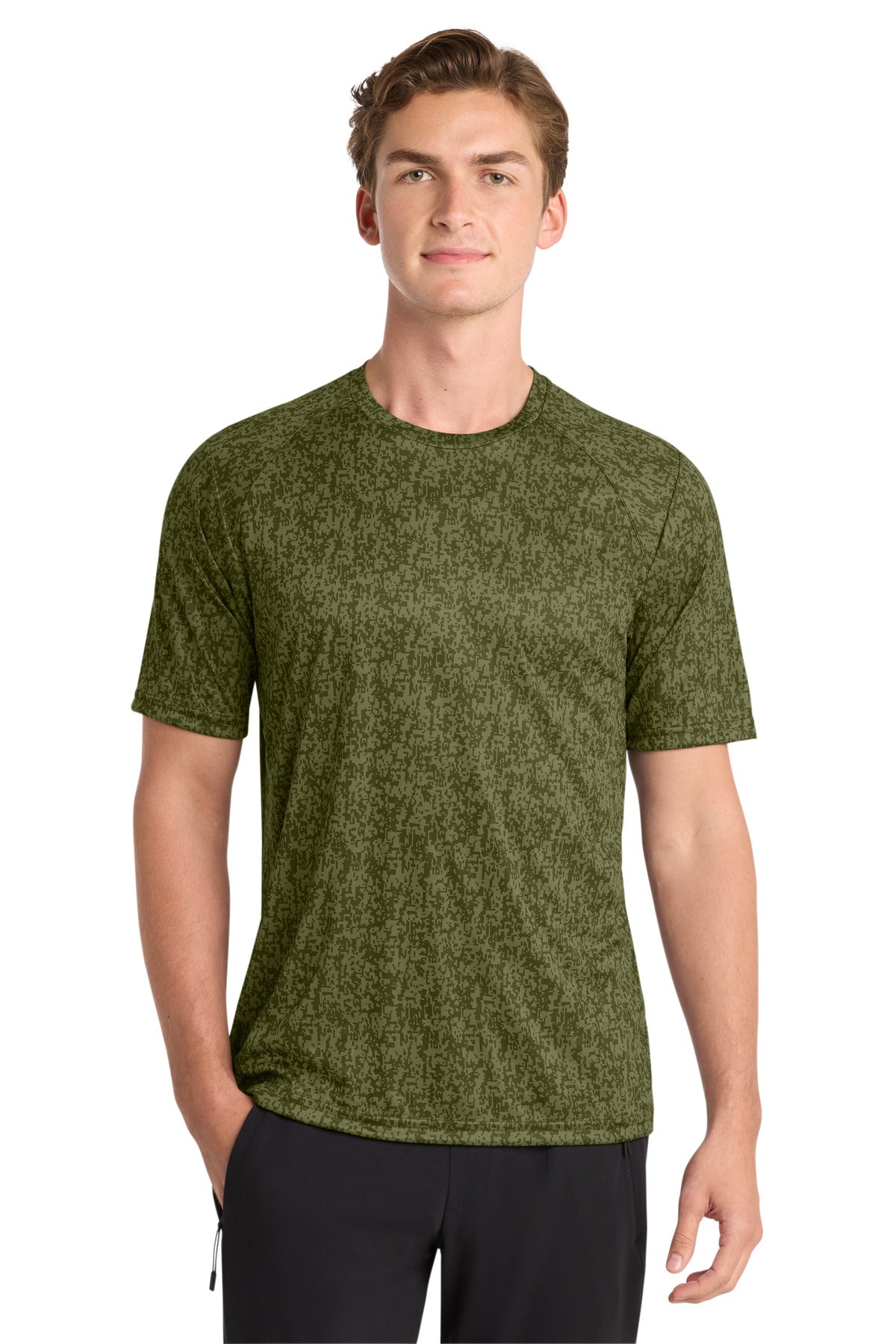Sport-Tek Digi Camo Tee ST460 - Olive Drab Green - Front